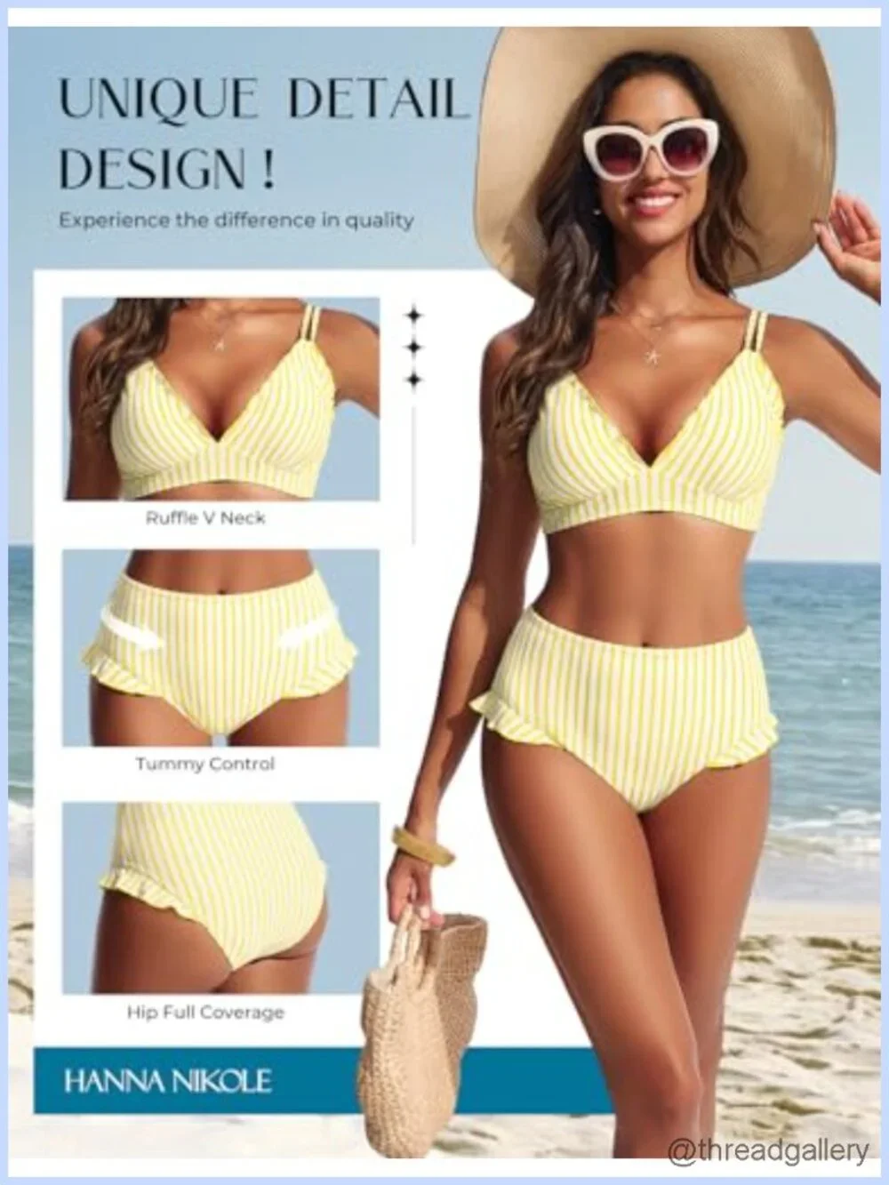 High Waisted Bikini Set Ruffle Two Piece Women Swimwear Removable Pads